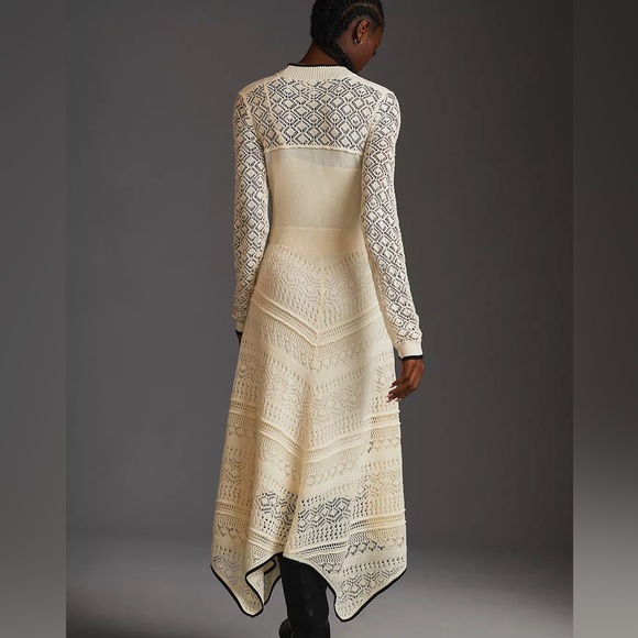 Anthropologie Elegant Cream Knit Lace Dress - Picture 2 of 12